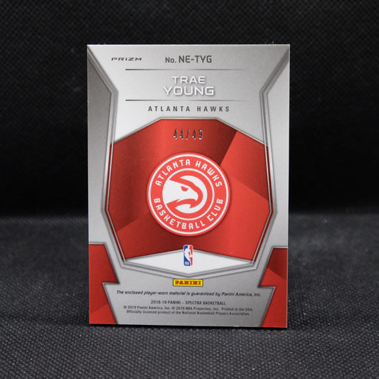 2018-19 Trae Young Donruss Spectra Next Era Blue Scope Prizm Rookie Card /49