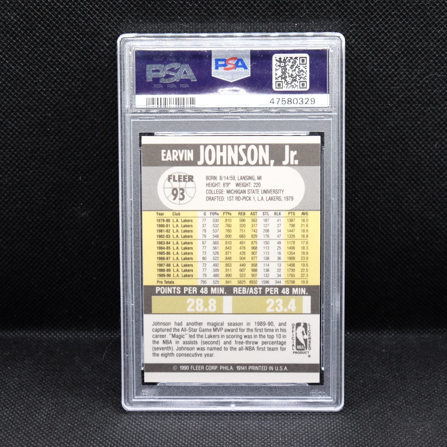 1990 Magic Johnson Fleer #93 PSA 9 MINT