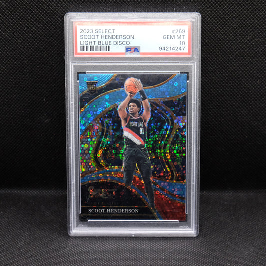 2023-24 Scoot Henderson Select #269 Light Blue Disco Prizm Rookie PSA 10 /99