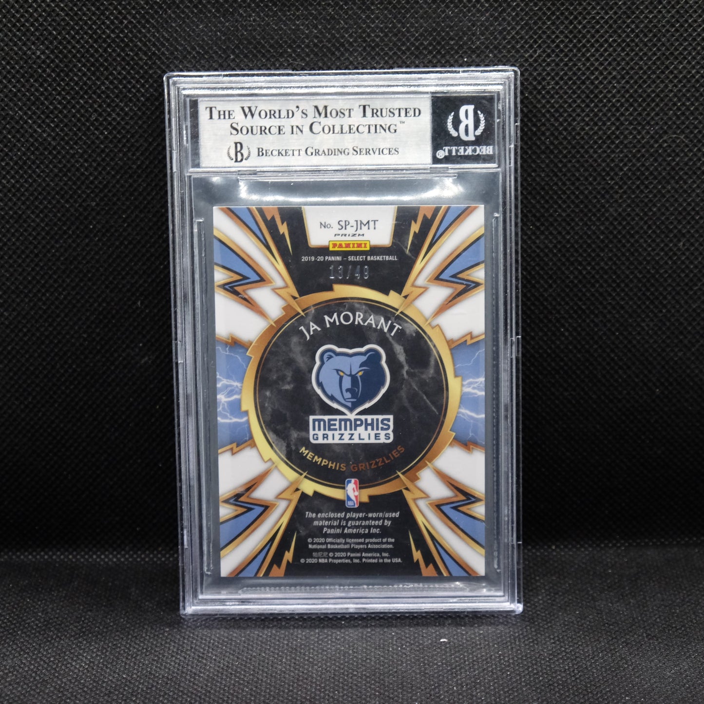 2019-20 Ja Morant Select Sparks Memorabilia Copper Prizm SP-JMT /49 BGS 9 Mint