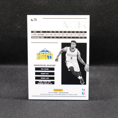 2015-16 Emmanuel Mudiay Noir #74 Rookie Card /99