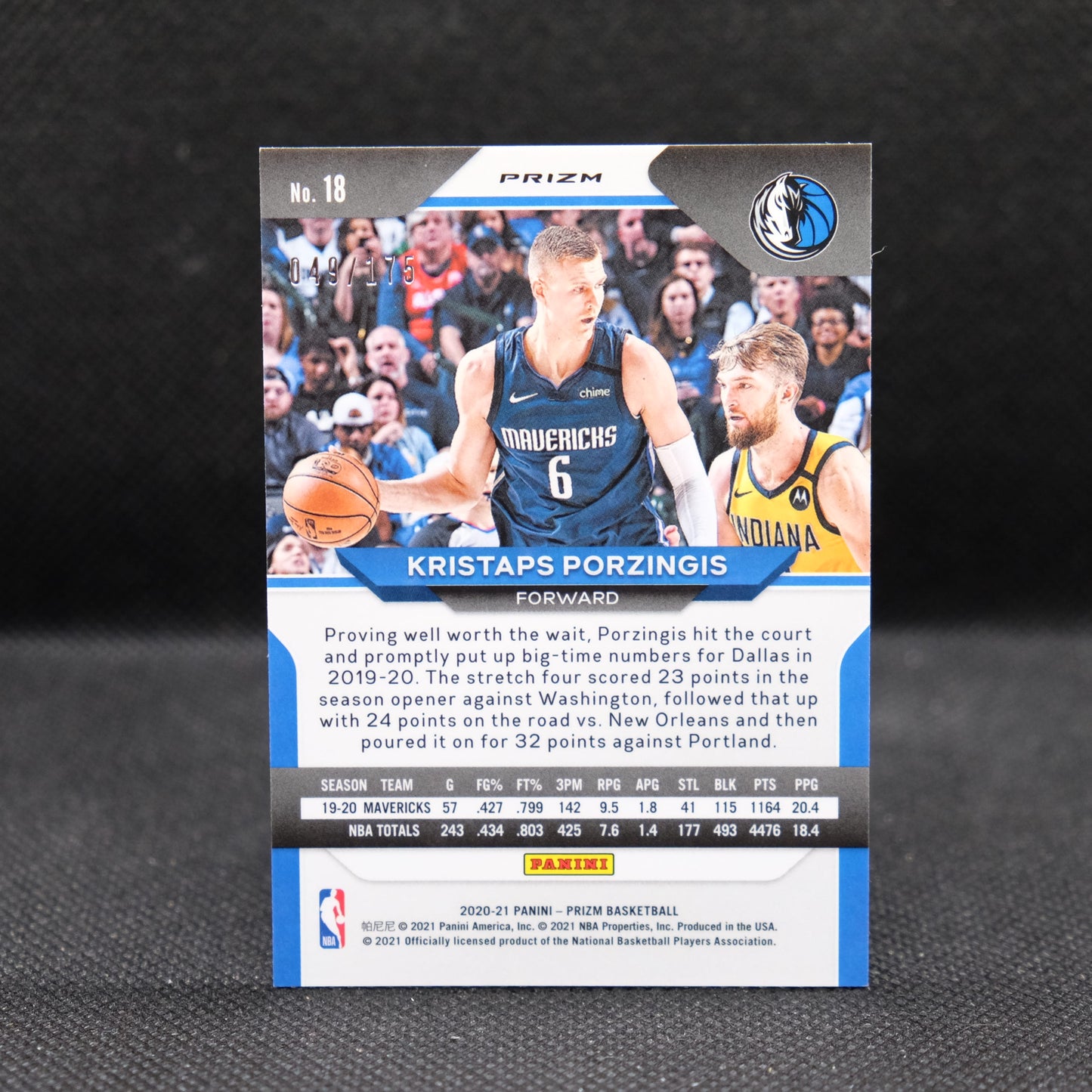 2020-21 Kristaps Porzingis Prizm #18 Purple Ice Prizm /175