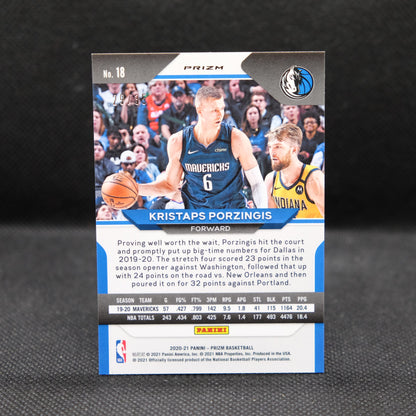 2020-21 Kristaps Porzingis Prizm #18 Blue Shimmer Prizm /35