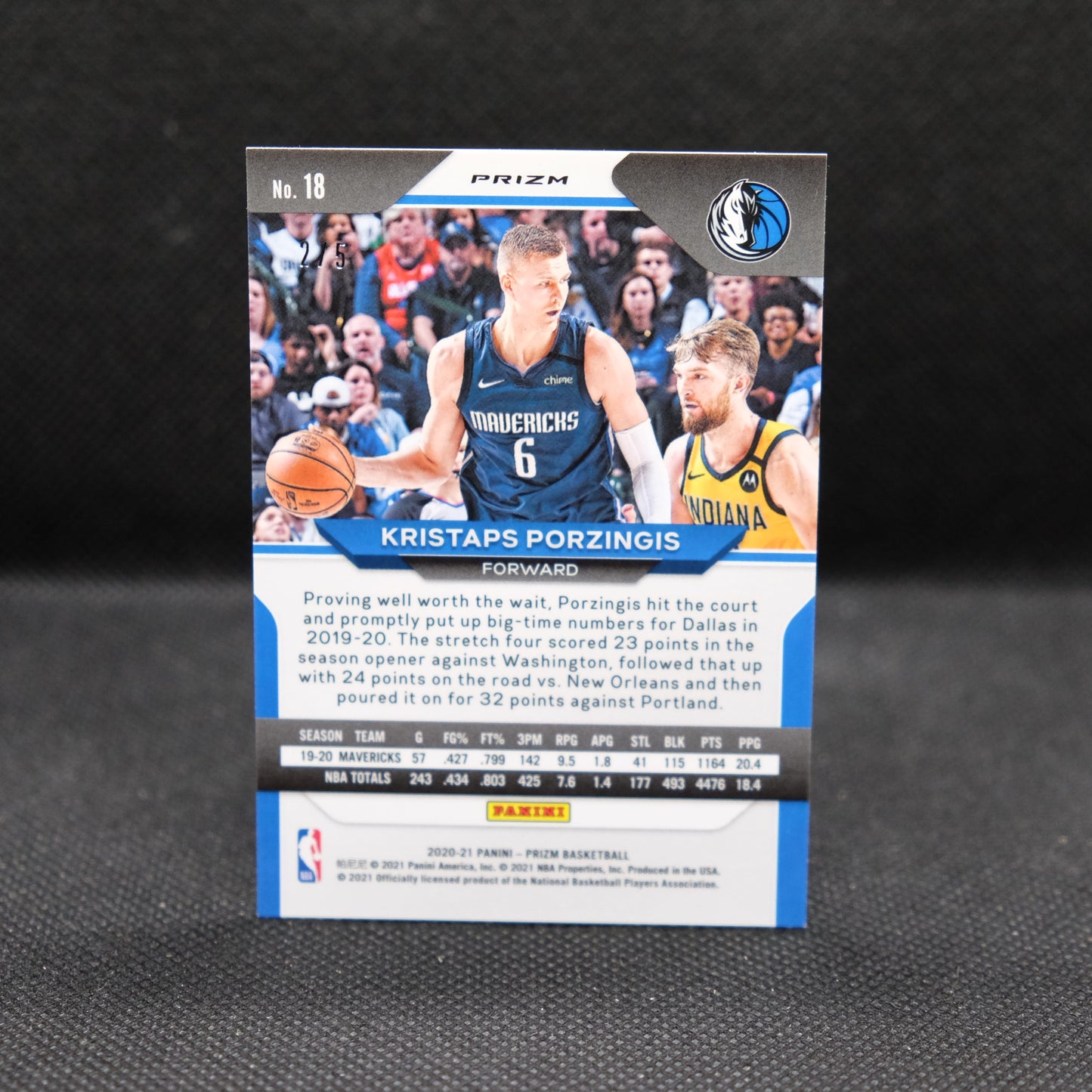 2020-21 Kristaps Porzingis Prizm #18 Black Gold Prizm /5