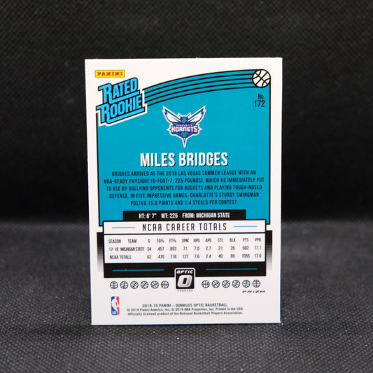 2018-19 Miles Bridges Donruss Optic Rated Rookie Silver Prizm