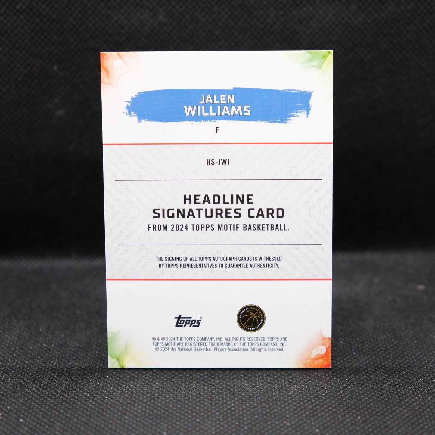 2024 Jalen Williams Topps Motif HS-JWI Headline Signatures /99