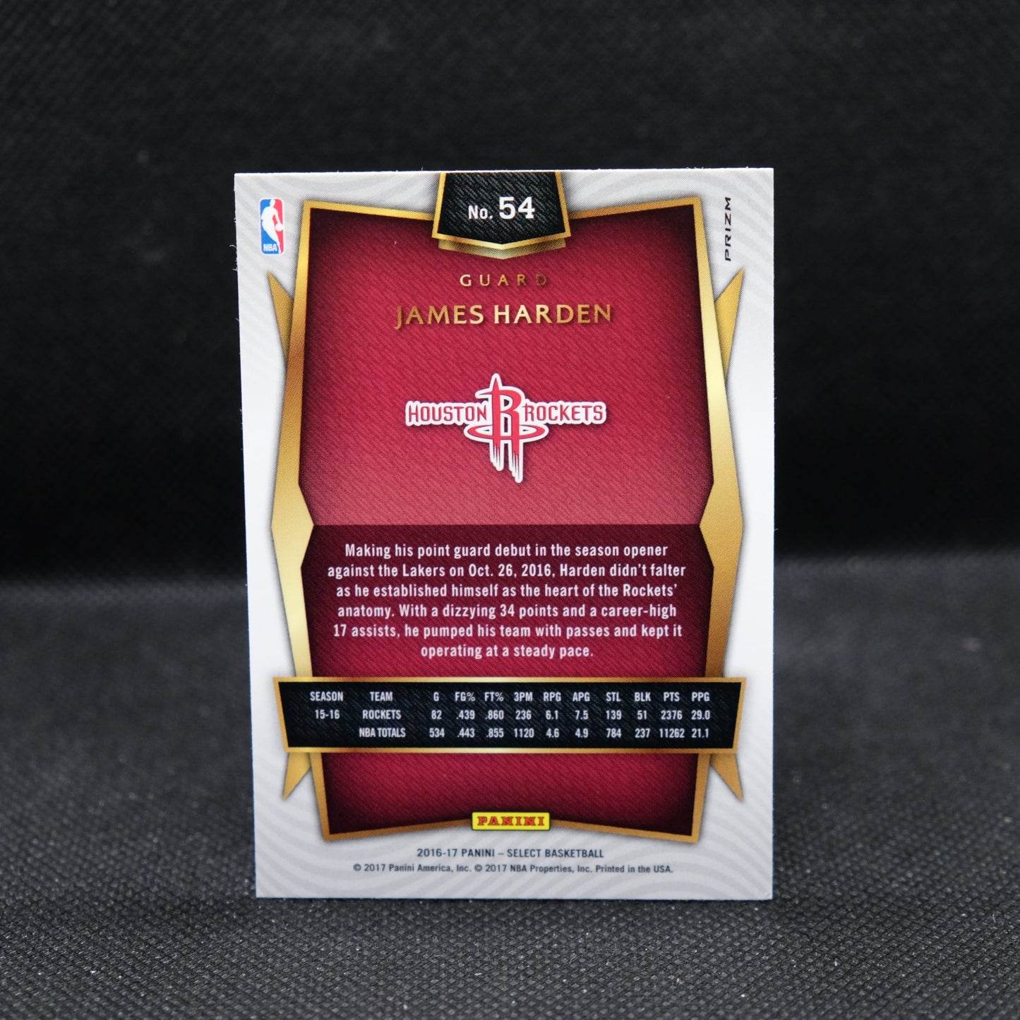 2016-17 James Harden Select #54 Silver Prizm
